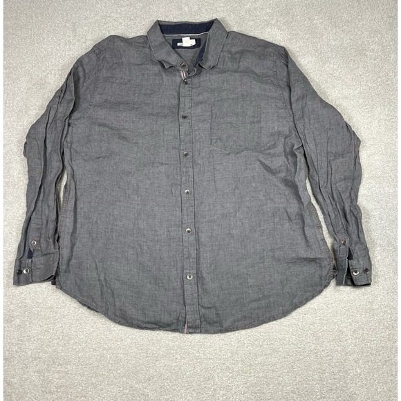 Carbon 2 Cobalt shirt‎ mens XL Linen Gray Long Sleeve button down - Picture 1 of 8